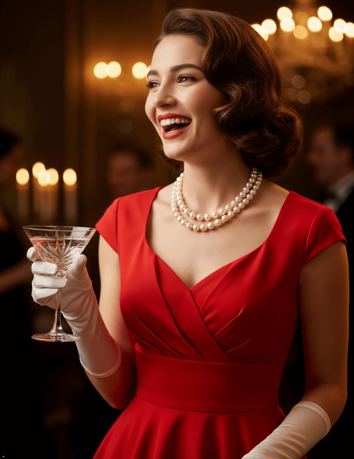 bbonlinedress 1950er Vintage Retro Cocktailkleid Rockabilly V-Ausschnitt Faltenrock Red 2XL