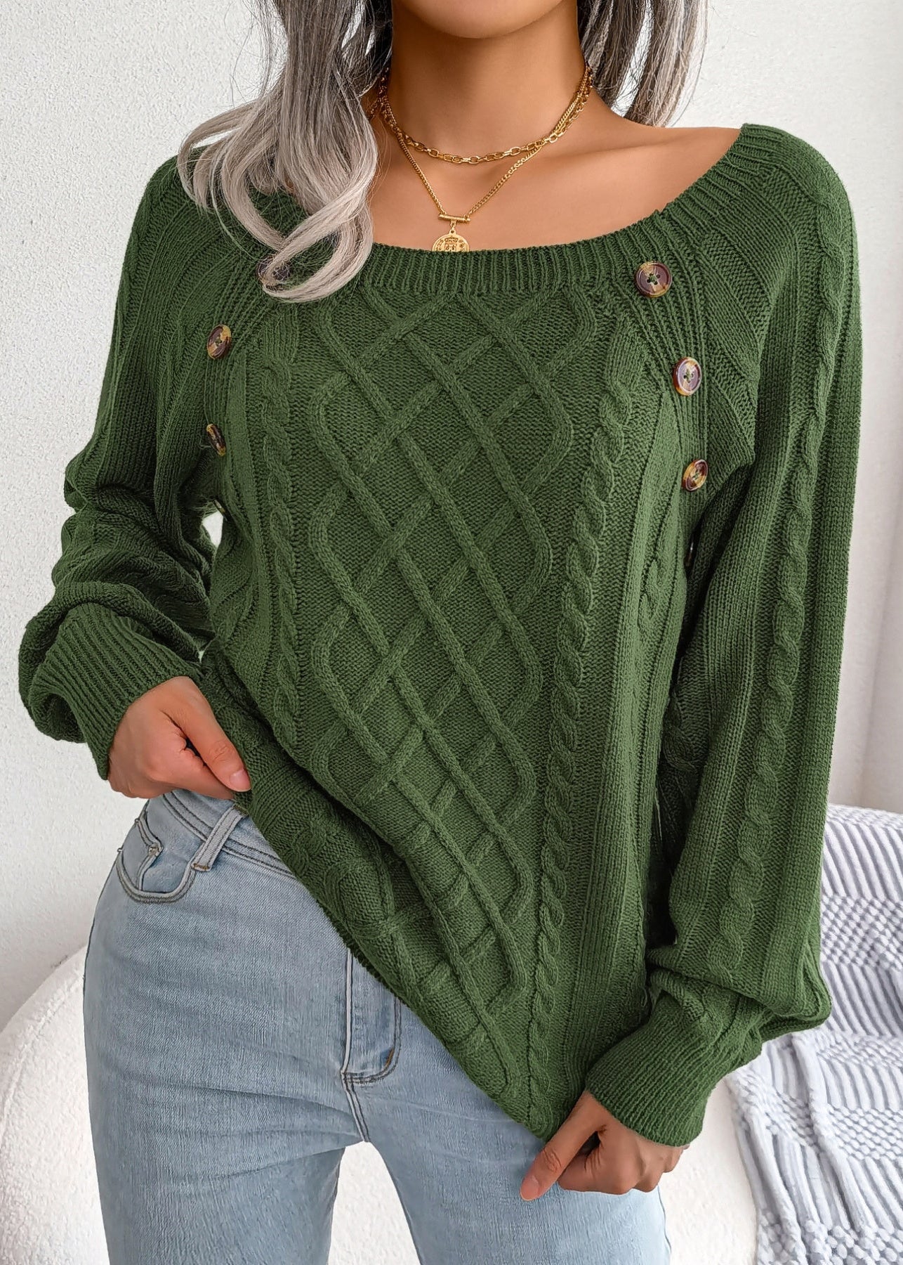 Pullover mit quadratischem Ausschnitt