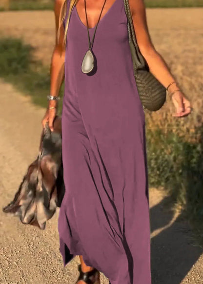 Langes Kleid mit V-Ausschnitt