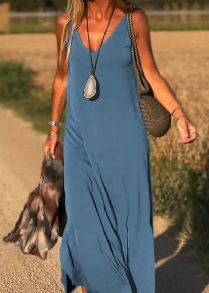 Langes Kleid mit V-Ausschnitt