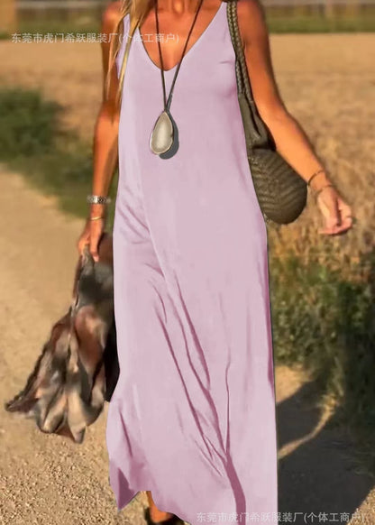 Langes Kleid mit V-Ausschnitt
