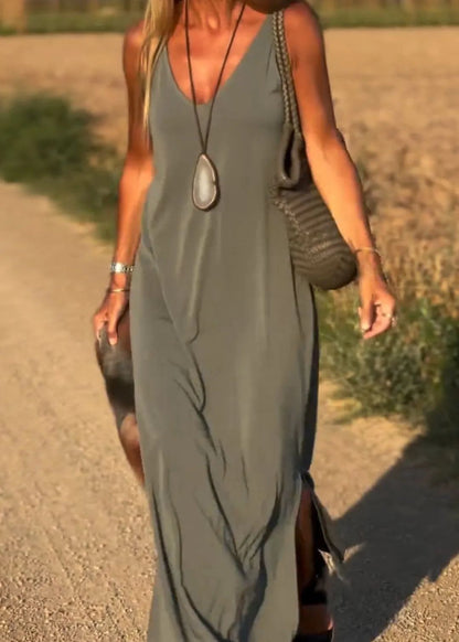 Langes Kleid mit V-Ausschnitt