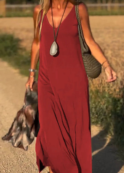 Langes Kleid mit V-Ausschnitt
