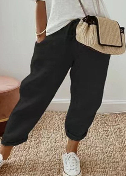 Bequeme Hose aus hochwertiger Baumwolle und Leinen